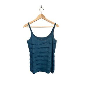 VTG New York &‎ Co Top Blue Silky Tiered Sleeveless Base Layer Sz M Staple Y2K